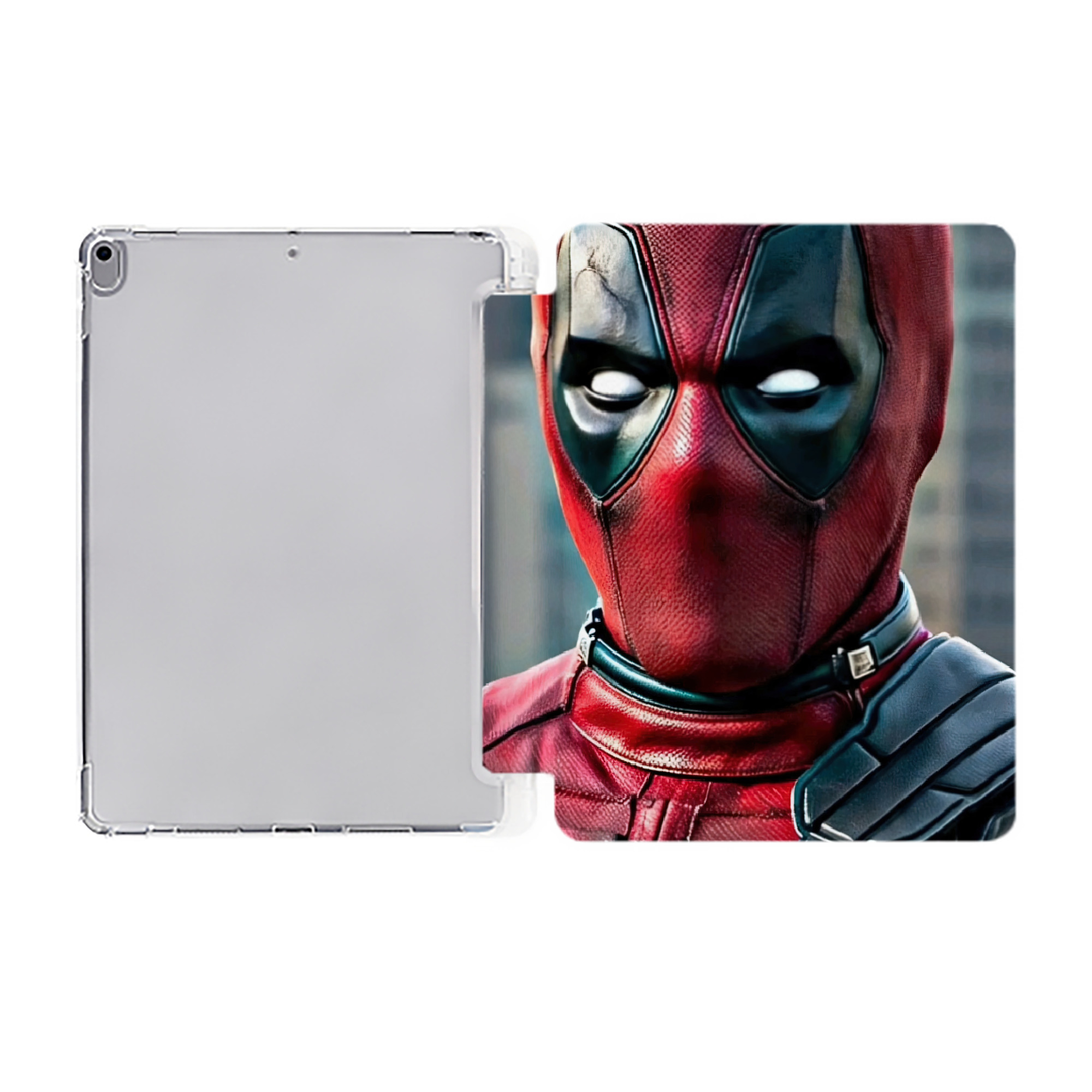 （画像用） Deadpool デッドプール IPad ケース ペン収納付き 三つ折りスタンド PUレザー×シリコン 対応機種9.5/10.5/10.9インチ